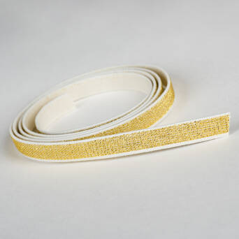 Rubber WHITE with metal thread GOLD 10 mm