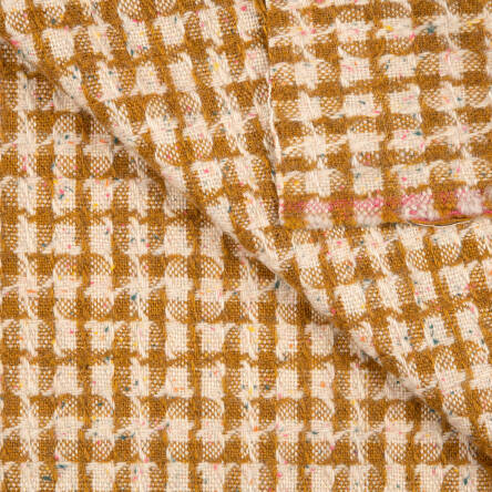 Fabric with wool MUSTARD-BEIGE check