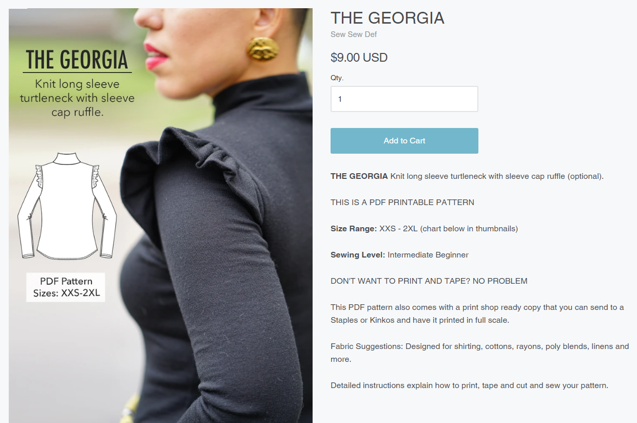 Zrzut ekranu pochodzi ze strony https://mimi-g-style-inc.myshopify.com/collections/digital-patterns/products/the-georgia