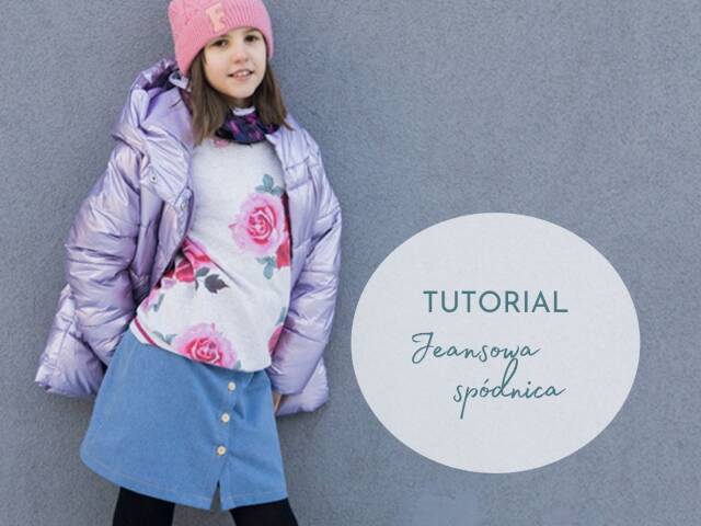 Jeansowa spódnica z drewnianymi guzikami